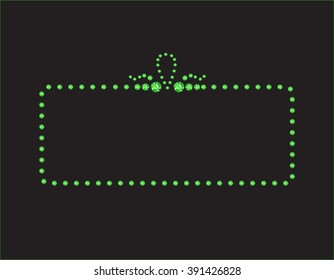 Elegant deco style frame with rounded corners, made from Peridot jewels, isolated on black background. Vector EPS-10 file, transparency used. 