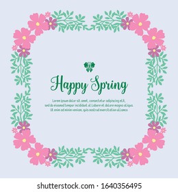 Elegant decoration of leaf and floral frame, for beautiful happy spring greeting card design. Vector