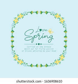 Elegant Decoration of leaf and flower frame, for Love spring greeting card template design. Vector