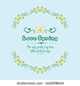 Elegant Decoration of leaf and flower frame, for Love spring greeting card template design. Vector