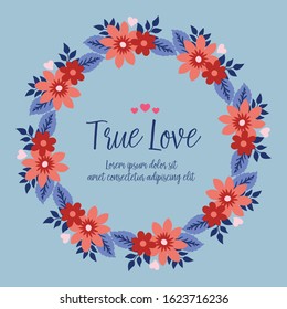 Elegant decoration of leaf and red rose flower frame, for true love invitation card wallpaper design. Vector