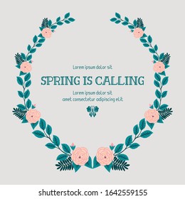 Elegant Decoration of spring calling invitation card, with unique leaf and floral frame. Vector