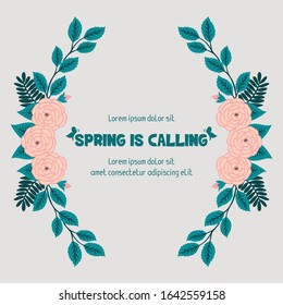 Elegant Decoration of spring calling invitation card, with unique leaf and floral frame. Vector