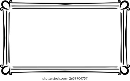 Elegant decorative black frame design with rounded corners and horizontal lines on white background