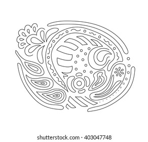Elegant decorative black and white tracery. Ready for coloring, it also may be used for coloring book, page.
