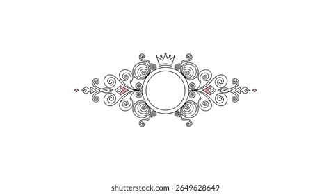 Elegant decorative border design with ornate scrollwork and royal crown accent for formal applications