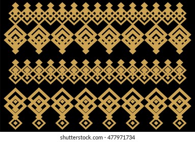 Elegant decorative border made up of square golden and black 