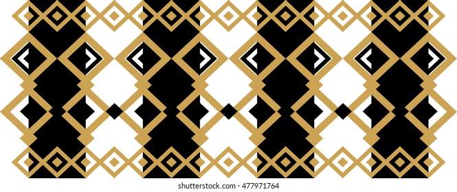 Elegant decorative border made up of square golden and black 