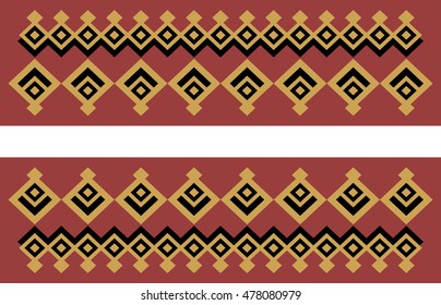 Elegant decorative border made up of square golden and black background black
