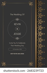 Elegante tarjeta de invitación decorativa bordeada para la Plantilla de eventos de celebración de Boda