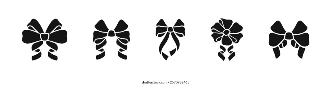 Elegant Decorative Bow Vector Icon Set