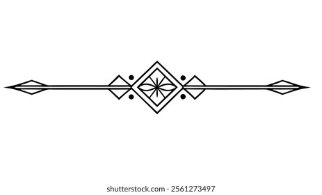 Elegant Decorative Divider Line with Symmetric Ornamental Border, Featuring Floral Motif and Abstract Flourish Filigree Elements