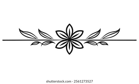 Elegant Decorative Divider Line with Symmetric Ornamental Border, Featuring Floral Motif and Abstract Flourish Filigree Elements