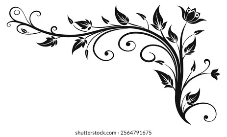 Elegant Decorative Divider Line with Symmetric Ornamental Border, Featuring Floral Motif and Abstract Flourish Filigree Elements