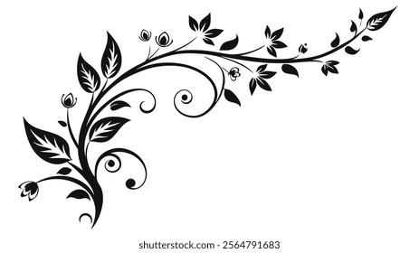 Elegant Decorative Divider Line with Symmetric Ornamental Border, Featuring Floral Motif and Abstract Flourish Filigree Elements