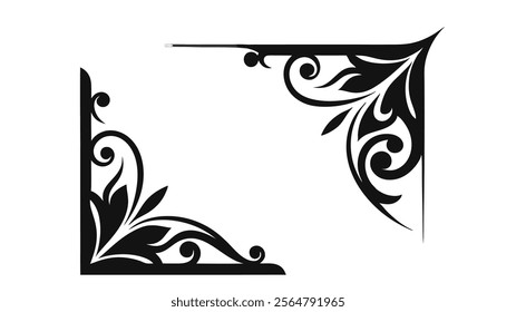 Elegant Decorative Divider Line with Symmetric Ornamental Border, Featuring Floral Motif and Abstract Flourish Filigree Elements