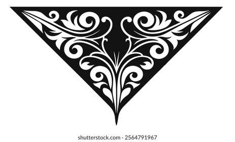 Elegant Decorative Divider Line with Symmetric Ornamental Border, Featuring Floral Motif and Abstract Flourish Filigree Elements