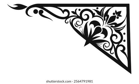 Elegant Decorative Divider Line with Symmetric Ornamental Border, Featuring Floral Motif and Abstract Flourish Filigree Elements
