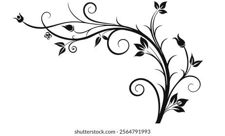 Elegant Decorative Divider Line with Symmetric Ornamental Border, Featuring Floral Motif and Abstract Flourish Filigree Elements