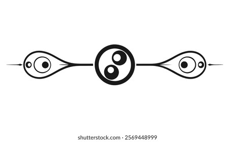 Elegant Decorative Divider Line with Symmetric Ornamental Border, Featuring Floral Motif and Abstract Flourish Filigree Elements