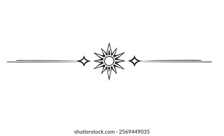 Elegant Decorative Divider Line with Symmetric Ornamental Border, Featuring Floral Motif and Abstract Flourish Filigree Elements