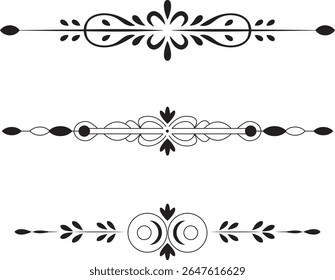Elegant decorative dividers for design elements. Set of Vintage decorative divider. Vector set of ornate patterns for invitations, certificates, documents.