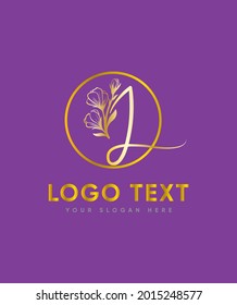 An elegant, decorative, floral, uppercase letter type I logo template, Vector logo for business and company identity 