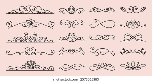 Elegant decorative flourishes and ornate dividers in various styles. Flourishes add a classic touch. Use flourishes for invitations and design.