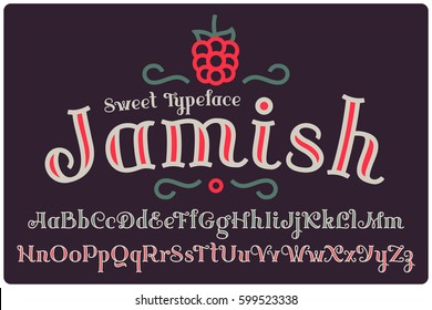 Elegant decorative font named "Jamish" with small berry icon and tiny ornament