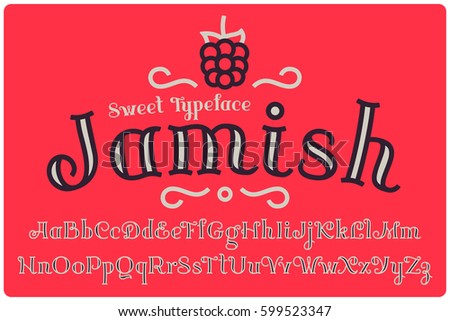 Elegant decorative font named "Jamish" with small berry icon and tiny ornament