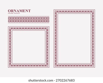 Elegant Decorative Frame Design with Seamless Ornament Border and Square Elements