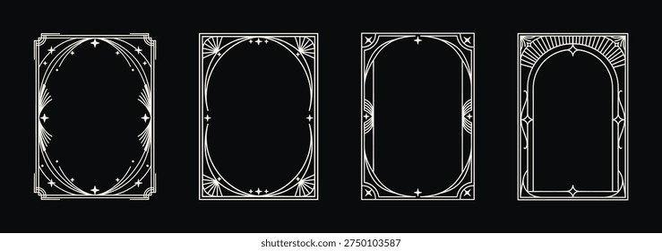 Elegant decorative frames set with intricate line art and classic ornamental details. Ideal for vintage designs, invitations, or graphic projects.