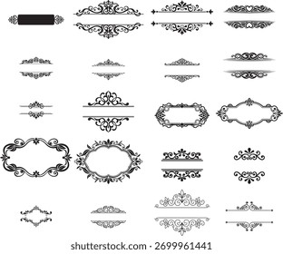 Elegant Decorative Frames and Vintage Border Clipart Collection for Wedding Invitations