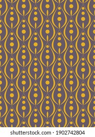 Elegante patrón geométrico sin costuras. Formas de línea amarilla, puntos sobre fondo gris. Vector 10