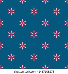 Elegant decorative Geometrical flower, color such red,white with blue background. Flourish seamless pattern or Fabric blossoms pattern