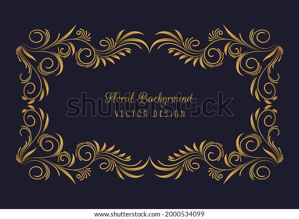 Elegant
decorative golden floral frame
background