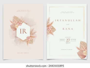 Elegante y decorativo conjunto de plantilla de tarjeta de boda dibujada a mano. Ilustrador y diseñador. Invitaciones de boda, guardar la fecha, Invitaciones de cumpleaños, Invitaciones de video, Tarjetas electrónicas.