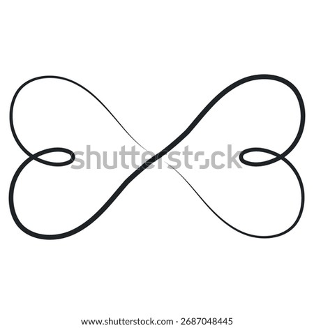 Elegant decorative infinity flourish one line, two hearts, endless love