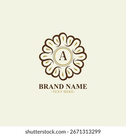 Elegant Decorative Initial A Flower Shape Ornament Logo Design