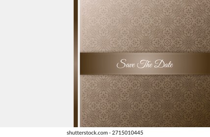Cartão de Convite Decorativo Elegante com Plano de Fundo Padrão e Salvar a Data