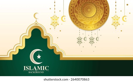 Elegant Decorative Islamic Ramadan Kareem Greeting Background with Lantern Elements