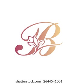 Elegant and decorative letter B logo design with floral and ornamental elements. Perfect for beauty salons, fashion brands, boutique logos, feminine branding, wedding monograms, or luxury product pack