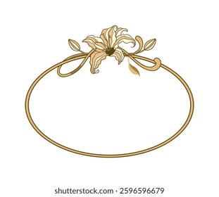 Elegant Decorative Lilies Contemporary Art Nouveau Frame Boho Border Bohemian Flowers Folk Flower Vintage Banner Backgrounds