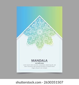Diseño de patrón de mandala decorativo elegante sobre fondo verde azul degradado