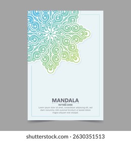 Elegante decorativo Mandala padrão design no gradiente azul verde fundo