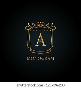 An elegant decorative monogram with a logo template with the letter A. Mongor identity, business logo, logo design. Linear vector illustration.