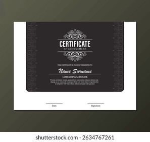 Elegant Decorative Ornament Certificate of Achievement Template with Black and White Style