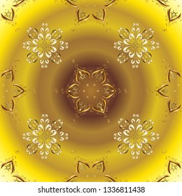 Elegant decorative ornament for fashion print, scrapbook, wrapping paper, wallpaper. Images on a yellow and brown colors Vector illustration.