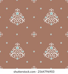 Elegant decorative pattern on a warm brown background featuring intricate designs