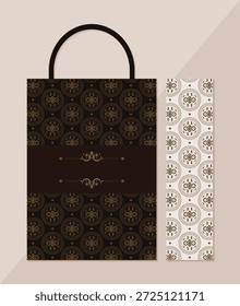 Maqueta elegante del bolso de compras del modelo decorativo con el marcador a juego